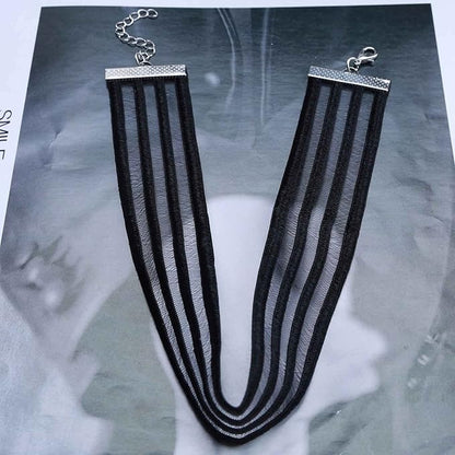 Bohemia Lace Choker Necklace Short Black Organza Necklace
