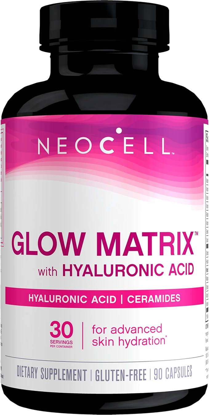 NeoCell Glow Matrix With Hyaluronic Acid Capsules, Essential Lubricant, Supports Tissue Hydration, Gluten Free, Unflavored, 90 Count, 1 Bottle