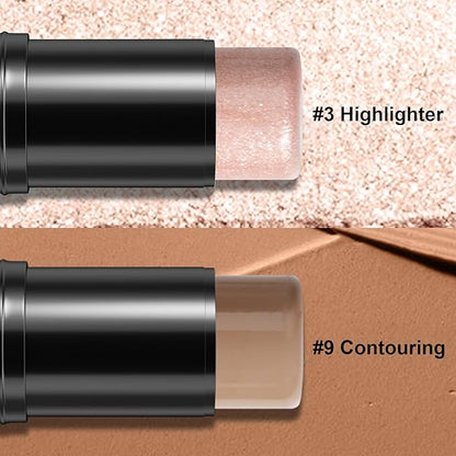 2Pcs Cream Contour Stick Makeup Kit, Cream Highlighter