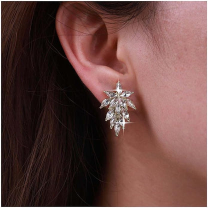 Vintage Crystal Leaf Earrings Leaf Cluster