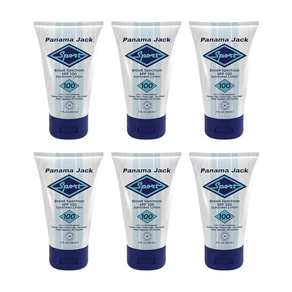 Panama Jack Sport Sunscreen Lotion - SPF 100, Broad Spectrum UVA/UVB Protection, Non-Greasy, PABA, Paraben, Gluten & Cruelty Free, 3 FL OZ (Pack of 6)