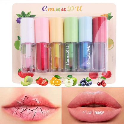Plumping Lip Oil Set, Clear Lip Gloss for Lip Care, Fruit Flavour Hydrating Lip Glow Oil Toot Lip Oil, Nourishing, Non-sticky
