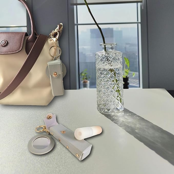 Lipstick Holder Keychain PU Leather Lipstick Pouch Leather Organizer