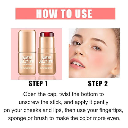 2PCS Jelly Blush Stick, Multi-Purpose Lip & Cheek