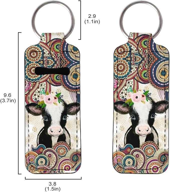 Bulopur Mandala Cow Chapstick Holder Slim Neoprene Lipstick