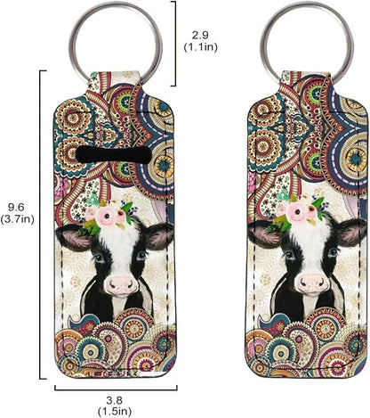 Bulopur Mandala Cow Chapstick Holder Slim Neoprene Lipstick