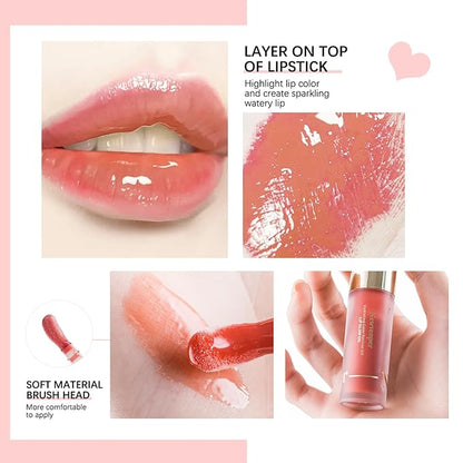 Hydrating Lip Oil Long Lasting Plumping Lip Gloss Lip Glow Oil Transparent Toot Lip Balm Moisturizing Lip Oil for Lip Care and Dry Lips 3pcs