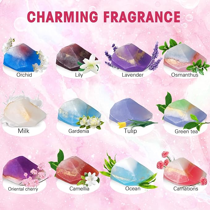 Loopeer 12 Pieces Gemstone Soap
