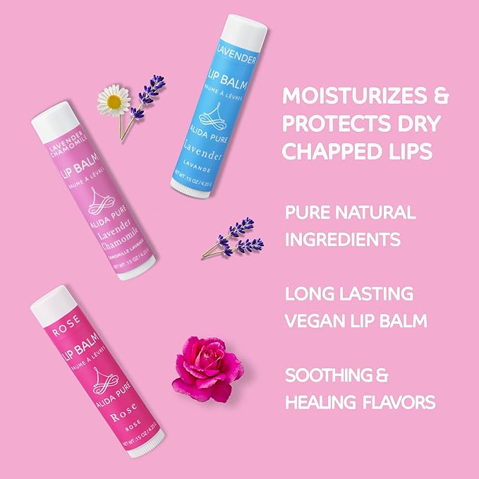 Floral Lip Balm Collection, Vegan Lip Lips,