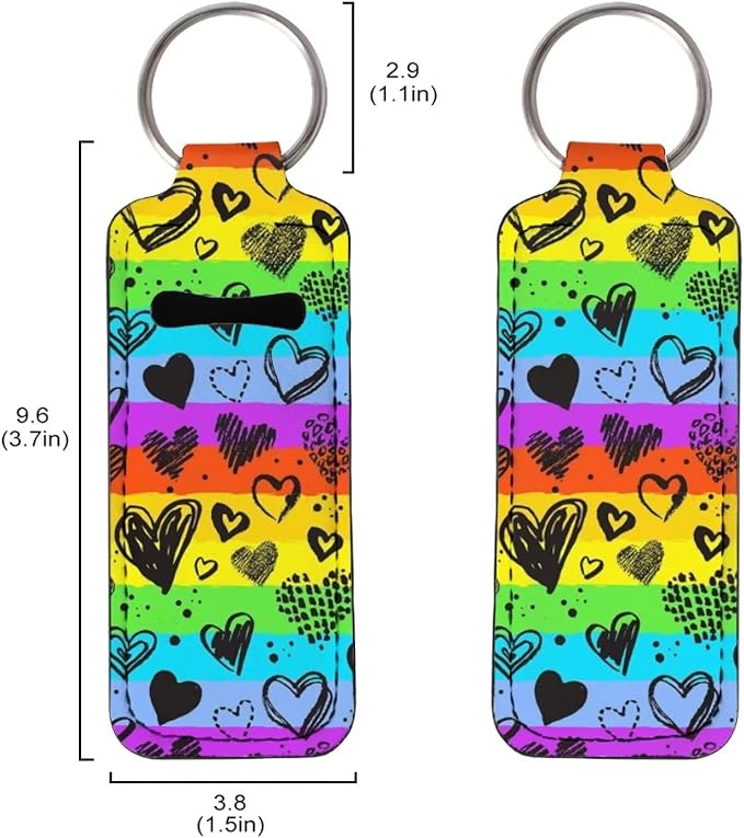 Women's Chapstick Holder Keychain Rainbow Love