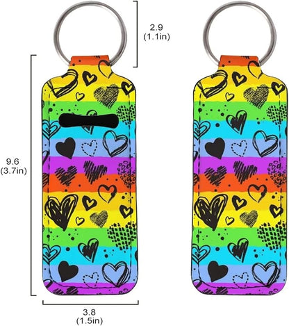 Women's Chapstick Holder Keychain Rainbow Love