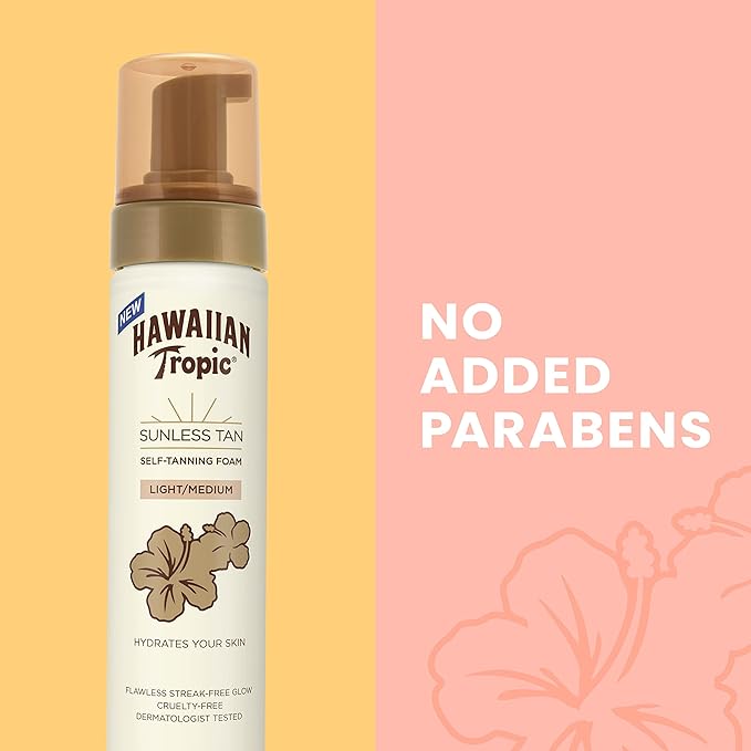 Hawaiian Tropic Sunless Tan Light/Medium Self-Tanning Foam, 6.7oz | Self Tanner Light, Self Tanner Medium, Sunless Tanner, Sunless Tanning Foam, 6.7oz