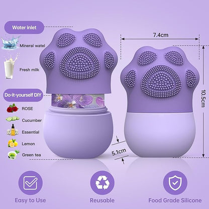 ice roller For face and eyes , ice face roller，ice mold for face and Eyes,De-Puff Eye Bags,Reduce Migraine Pain,Reusable Massage Silicone Ice Mold Skin Care Tools(Purple)