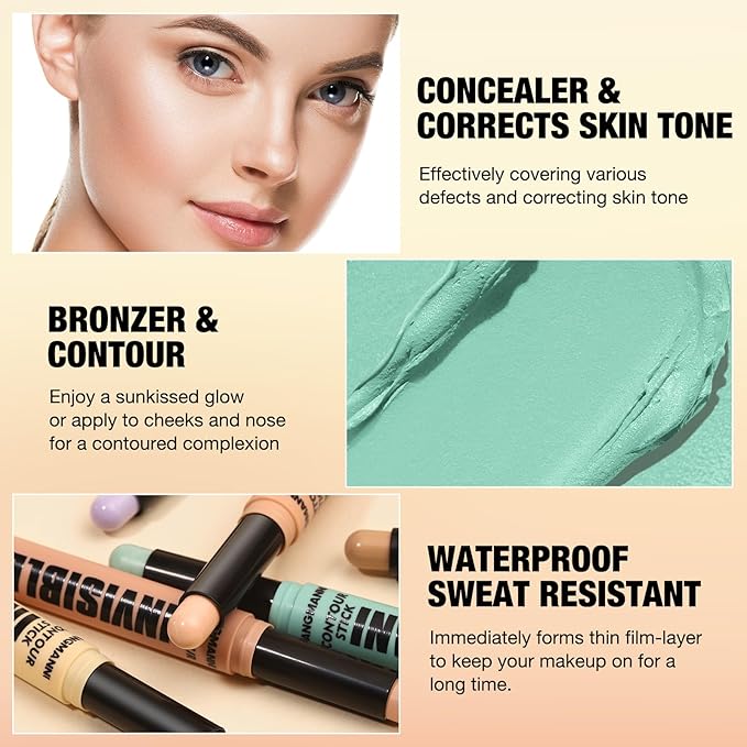 Contour Stick Corrects Skin Tone Bronzer Waterproof Sweat Concealer Yellow