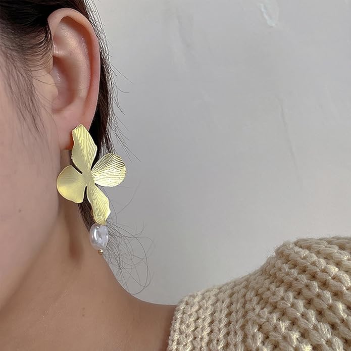 Boho Big Flower Drop Earrings Vintage