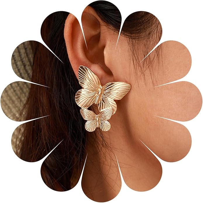 Boho Big Butterfly Drop Earrings Vintage