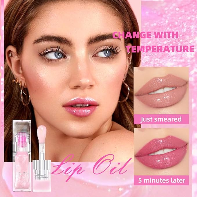 Magic Color Changing Lip Oil, Hydrating Lip Gloss Magic