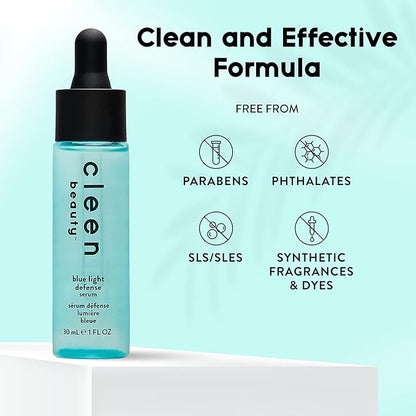 Cleen Beauty Blue Light Defense Serum | Facial Serum with Blue Light Protection Complex | Face Serum for Women | Serum for Face - Paraben Free | Skincare Products for Face | Hydrating Serum | 1 Fl Oz