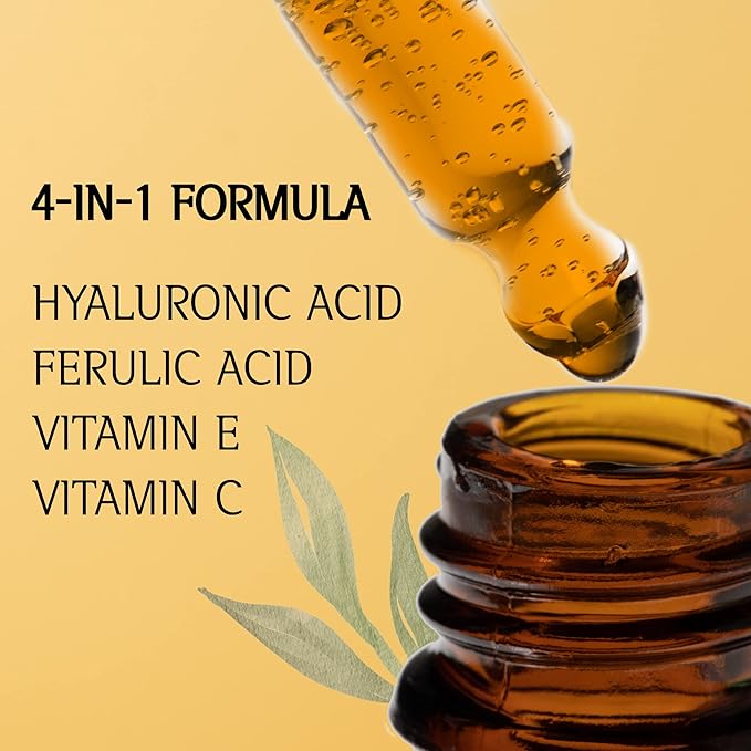Ferulic Acid Serum Skin Care 20% Vitamin C Hyaluronic Acid Serum + CE Ferulic Acid - Potent Anti Aging, Anti Wrinkle