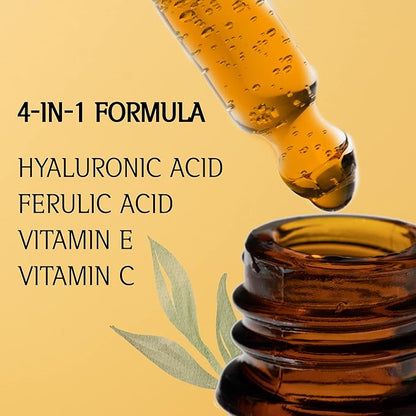 Ferulic Acid Serum Skin Care 20% Vitamin C Hyaluronic Acid Serum + CE Ferulic Acid - Potent Anti Aging, Anti Wrinkle