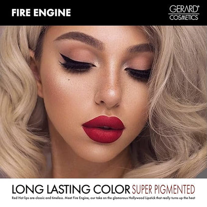 Gerard Cosmetics Lipstick Fire Engine | Bright Red Lipstick with Comfort Matte Finish | Highly Pigmented, Smooth Formula with Hydrating Ingredients | Cruelty Free & Made in USA