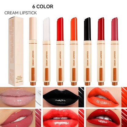 Black Moisturizing Lipstick Korean Glossy Juicy Tinted Lip Balm,Non-Stick Matte Lipstick Mirror Glass Lip Makeup,Goth for Plumper Looking Lips, for Halloween Party Vampire Makeup, Vegan, 02