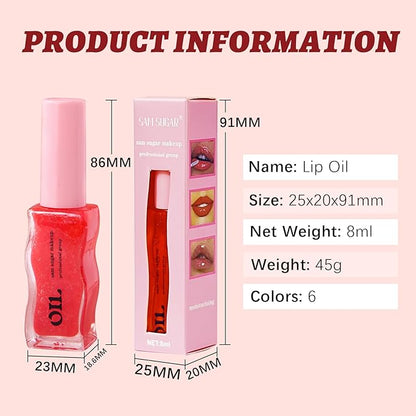 Lip Oil, Moisturizing Lip Glow Oil, Transparent Tinted Moisturizing