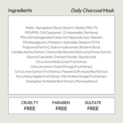 LAPCOS Charcoal Sheet Mask, Daily Face Mask with Salicylic Acid and Tea Tree Oil to Detoxify and Tighten Skin, Korean Beauty Favorite, 5-Pack