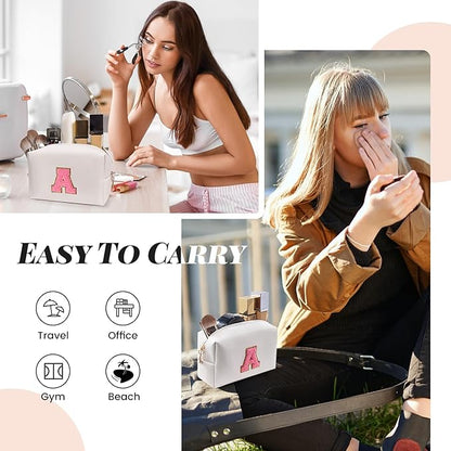 Preppy makeup bag, cute initial