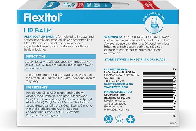 Flexitol Lip Balm, 0.35 Ounce Tube,