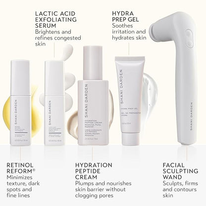 SHANI DARDEN SKIN CARE Sculpt & Firm Travel Kit, Facial Sculpting Wand, Attachments, Retinol Reform & Lactic Serums, Peptide Cream & Pep Gel, 7 Items