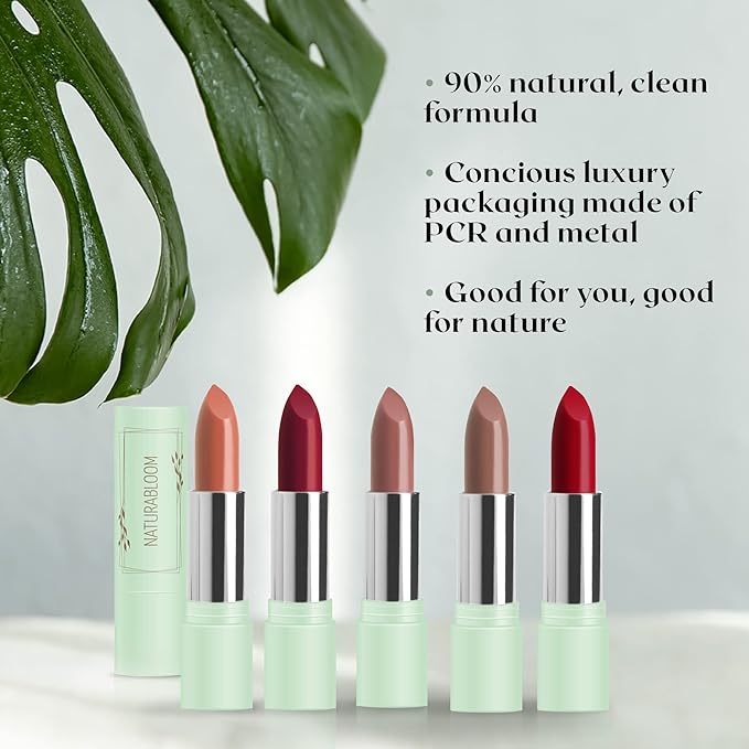 Vegan Lipstick (Petalia) - Sensational One-Stroke Long Lasting Lipstick from Natural Oils & Butters Full-Coverage Lip Color with Shea Butter & Coconut Extact - Premium Hydrating Lipsticks
