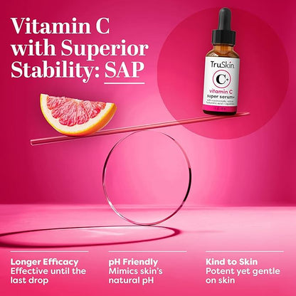TruSkin Vitamin C Super Serum - Niacinamide, Retinol, Hyaluronic & Salicylic Acid - All-in-One Anti Aging Serum for Face – Improve Appearance of Dark Spots, Firmness for Brighter Looking Skin, 1 Fl Oz
