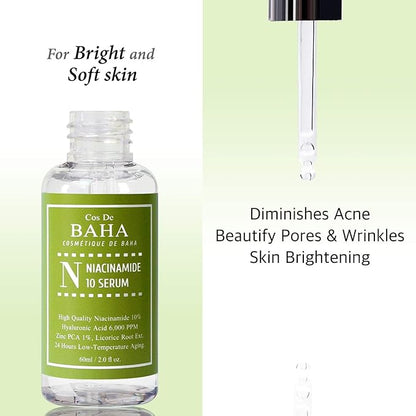 Niacinamide 10% + Zinc PCA 1% Serum for Face - Pore Reducer + Uneven Skin Tone Treatment + Diminishes Acne Prone, Skin Balancing Pore Reducing, Restores Elasticity, 2 Fl Oz (60ml)