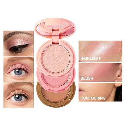 Makeup Eyeshadow Palettes, 3-in-1 Protable Multifunction Blush Highlighter