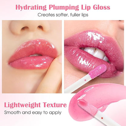 Boobeen 4PCS Lip Gloss Set, Moisturizing Hydrating Lip Oil Tinted Set, Lightweight Non-Sticky Lip Gloss Creates Glossy Lips, High Shine Lip Plumping Lipstick for Women and Girls