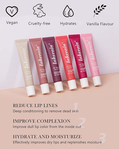 Lip Butter Balm Vanilla Beige Brown Lip Gloss, Shea Butter Tinted Lip Balm,Lip Glowy Balm Hydrating Lip Mask,Glossy Plumping Butter Lip Gloss for Dry Cracked Lips, All-Day Moisture Non-sticky Lip Care