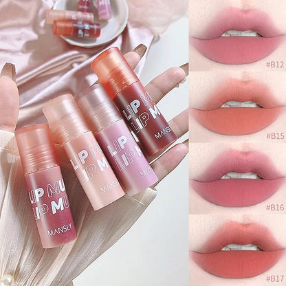 Matte Ink Lip Tint Stain, Lip Mud, Lasting Non-Stick Cup Matt Lip Gloss, Korean Liquid Lipcolor Makeup, Cheeky, Rose Nude Lipstick for Women (B16# Powdery Rice)