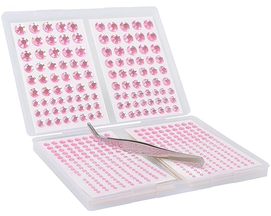 NIACONN Pink Face Jewels Gems Stick on, 10 - Pink