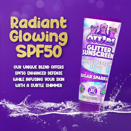 Glitter Sunscreen SPF 50 Lotion 4.5oz - Sparkle Sunscreen - Shimmer Sunscreen - Colored Sunscreen for Kids & Women - UVA/UVB Sunshine Protection + 80 Min Water Resistant - (Scented) (USA Made)