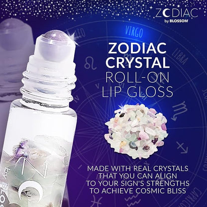 Blossom Zodiac Sign Vanilla Scented Moisturizing Roll-On Lip Gloss with Crystals, Made in USA, 0.20 fl. oz./5.9ml, Virgo