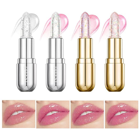 Glitter Jelly Lipstick, Glimmer Balm Color Changing Lipstick, Glitter