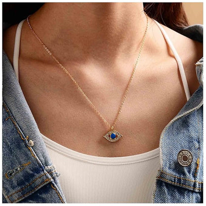 Vintage Rhinestone Evil Eye Pendant Necklace