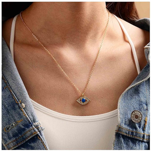 Vintage Rhinestone Evil Eye Pendant Necklace