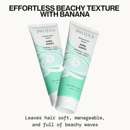 Pacifica Salty Waves Beach Hair Balm, 5-in-1 Styling Balm Designed to Hydrate & Nourish Hair, Vegan & Cruelty-Free, 4 Fl Oz
