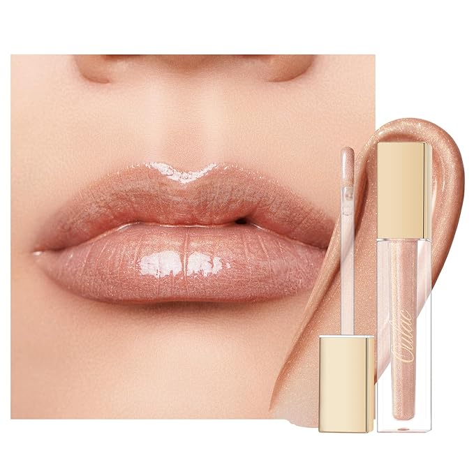 Oulac Nude Lip Gloss High-shine Moisturizing Lip Gloss Oil Colorful Shade Liquid Lipstick Non-sticky Cup Glitter lipstick Lip Tint Reduce Fine Lines Lip Glaze For Dry Lip C17