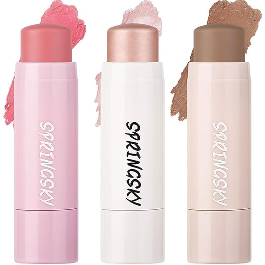 Face Stick Trio 3Pcs Multi Makeup Blush Highlighter