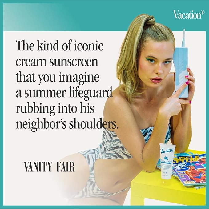 Vacation Classic Sunscreen Lotion SPF 30 + Air Freshener Bundle, Water Resistant Broad Spectrum Sunscreen Sun Block, Vegan Sun Tanning Lotion, Body Lotion with SPF, SPF 30 Sunscreen, 3.4 Fl. Oz.