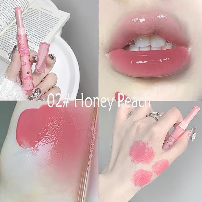 3 Colors Heart Jelly Lipstick, Hydrating Lip Gloss Tint Jelly Love Lipstick, Long Lasting Moisturizing Tinted Lip Balm Plumping Lip Stain, Non-sticky, Vivid Color Glossy Lip Gloss Stick Lip Makeup