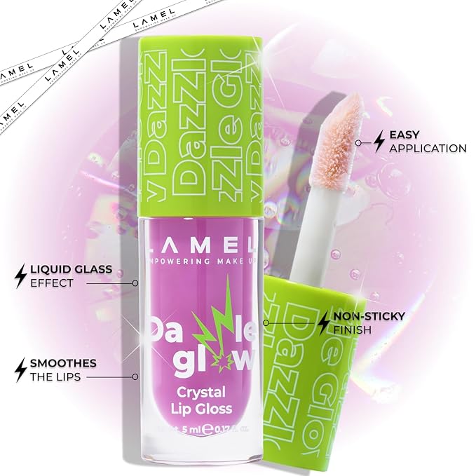 Lamel Dazzle Glow Crystal Clear Lip Gloss - Hydrating Lip Gloss - Non Sticky Lip Gloss - Colored Lip Gloss - Lip Gloss Color - Mini Lip Gloss - Moisturizing Lip Gloss - №406 Empower